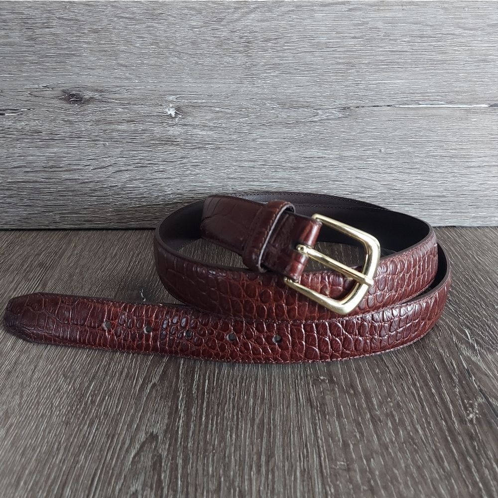 Croc Embossed Leather Belt Size 46